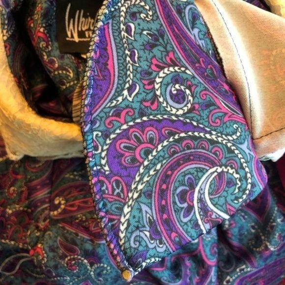 Vintage 80’s Paisley Lace Collar Dress Purple sz10 - Picture 9 of 16